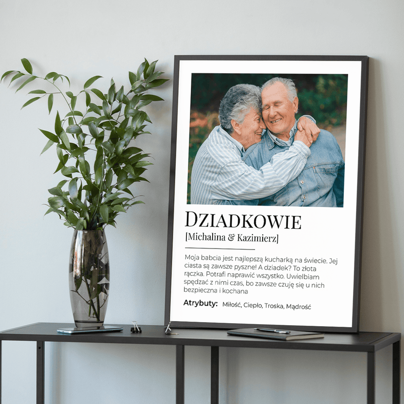 Dziadkowie zdjęcie + tekst - plakat, spersonalizowany prezent dla dziadków - Adamell.pl