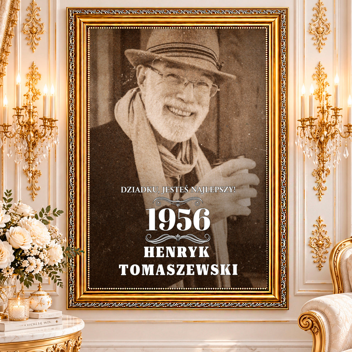 Portret ze zdjęcia na płótnie Dziadku — prezent dla dziadka