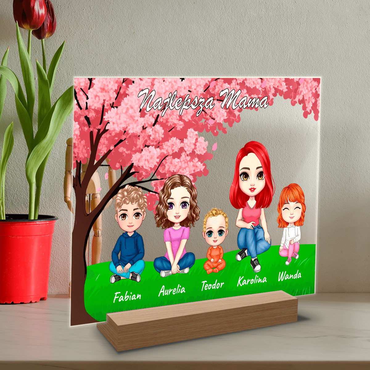 Dzieci z najlepszą mamą Clipart - Druk na szkle, spersonalizowany prezent dla mamy - Adamell.pl