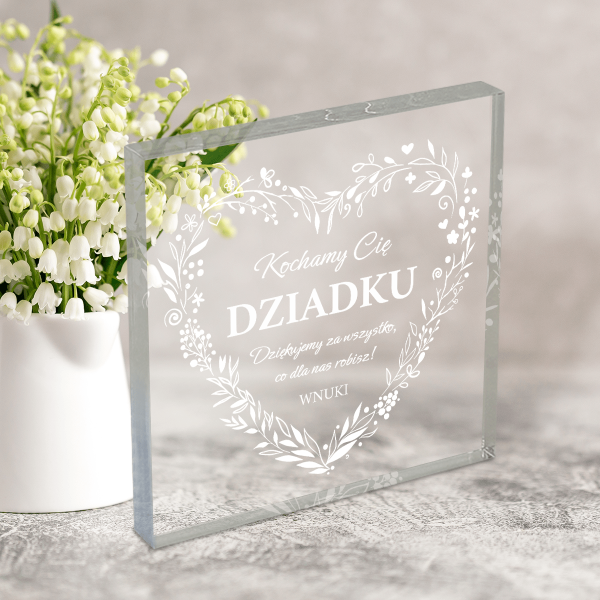 Dziękujemy za wszystko - Druk na kwadratowym szkle, spersonalizowany prezent dla dziadka - Adamell.pl