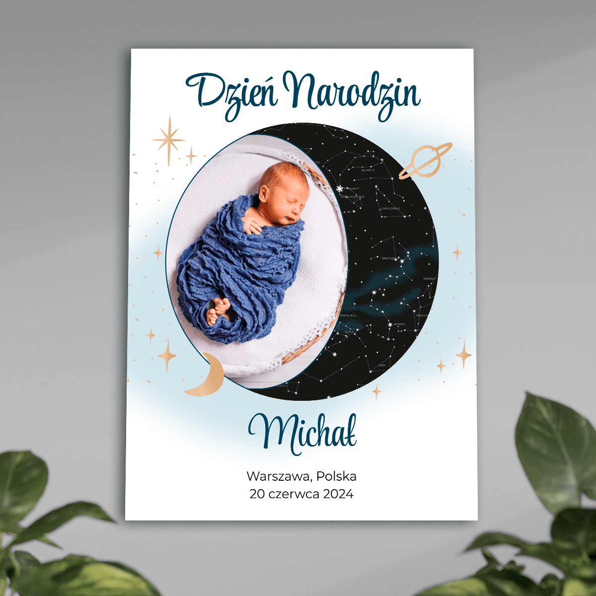 Dzień narodzin - plakat, spersonalizowany prezent dla dziecka - Adamell.pl