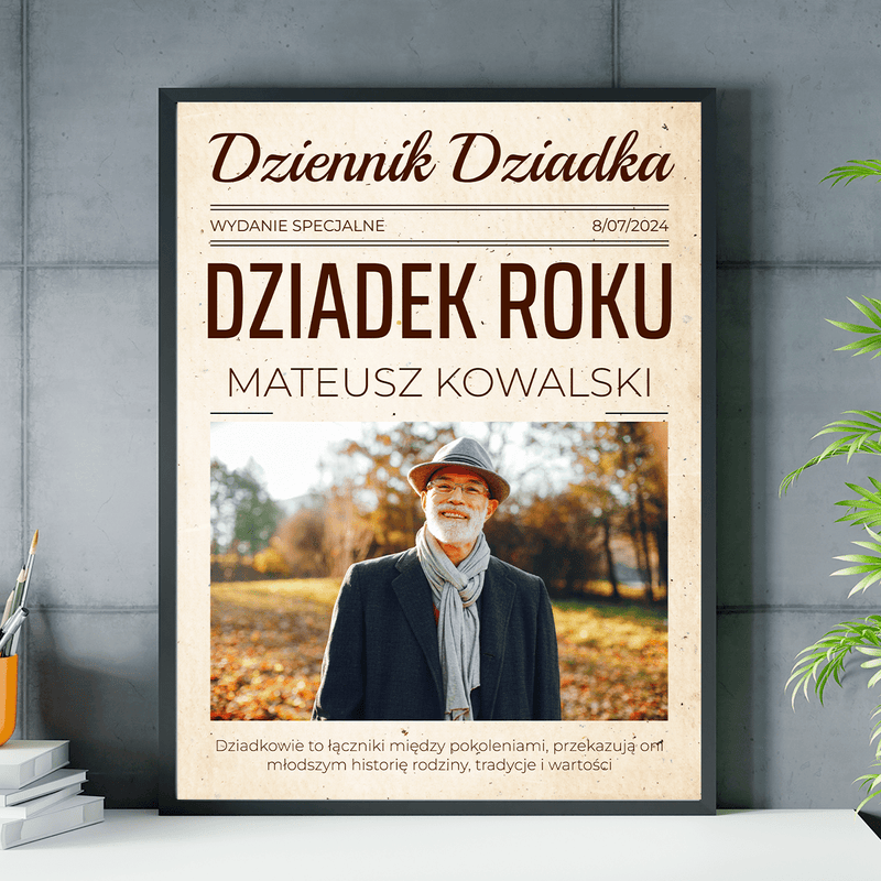 Dziennik dziadka - plakat, spersonalizowany prezent dla dziadka - Adamell.pl