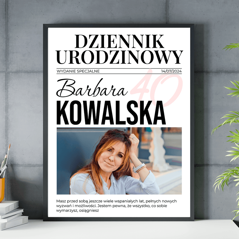 Dziennik urodzinowy - plakat, spersonalizowany prezent dla kobiety - Adamell.pl