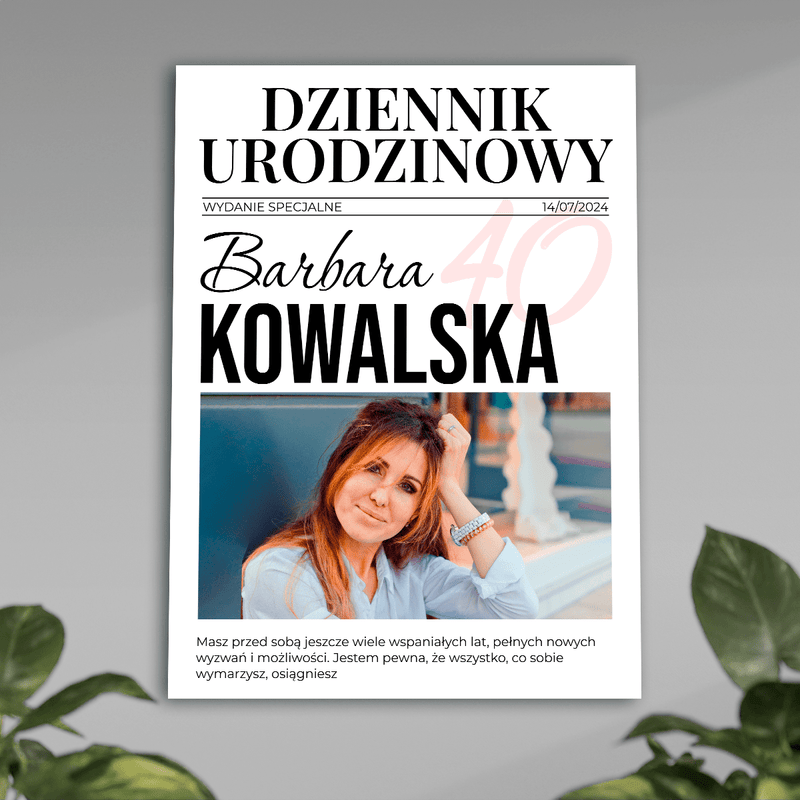 Dziennik urodzinowy - plakat, spersonalizowany prezent dla kobiety - Adamell.pl