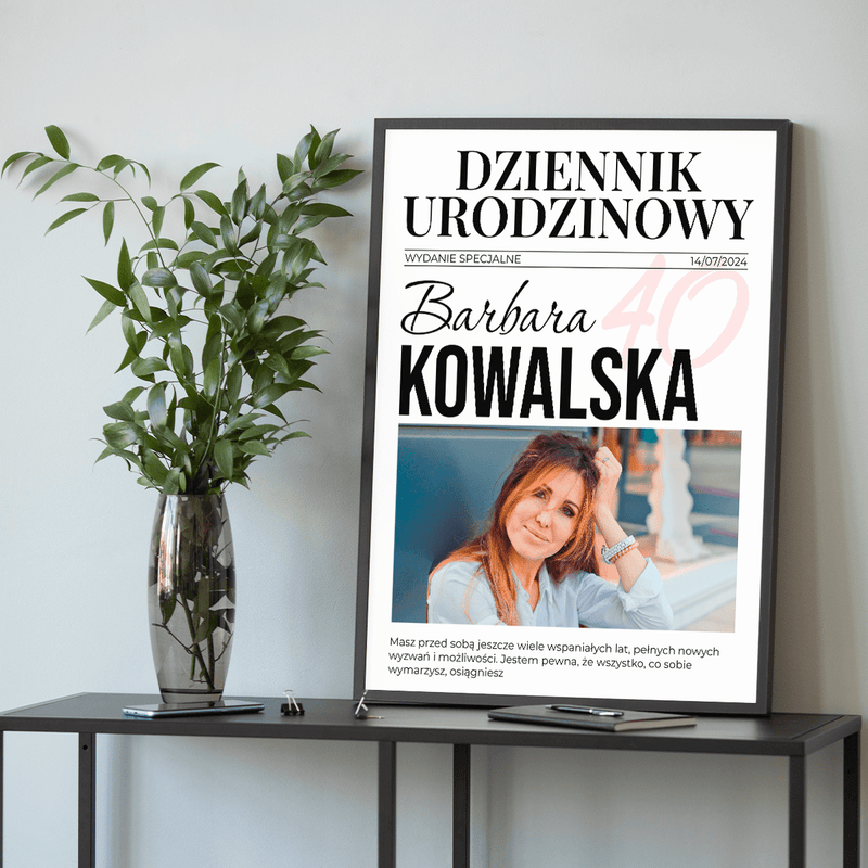 Dziennik urodzinowy - plakat, spersonalizowany prezent dla kobiety - Adamell.pl