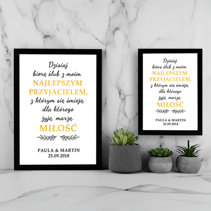 Dzisiaj biorę ślub - Druk na szkle, spersonalizowany prezent - Adamell.pl