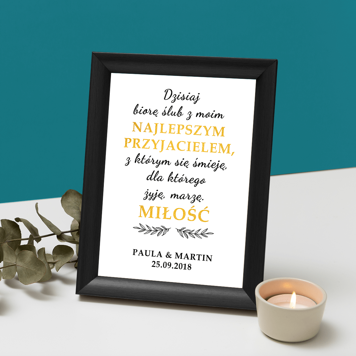 Dzisiaj biorę ślub - Druk na szkle, spersonalizowany prezent - Adamell.pl