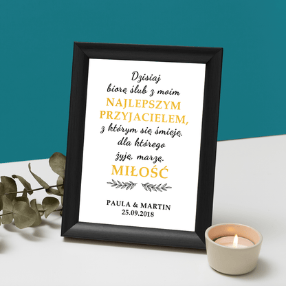 Dzisiaj biorę ślub - Druk na szkle, spersonalizowany prezent - Adamell.pl