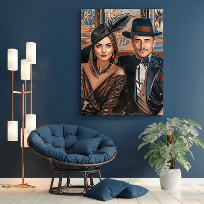 Elegancka para - druk na płótnie, spersonalizowany prezent dla pary - Adamell.pl