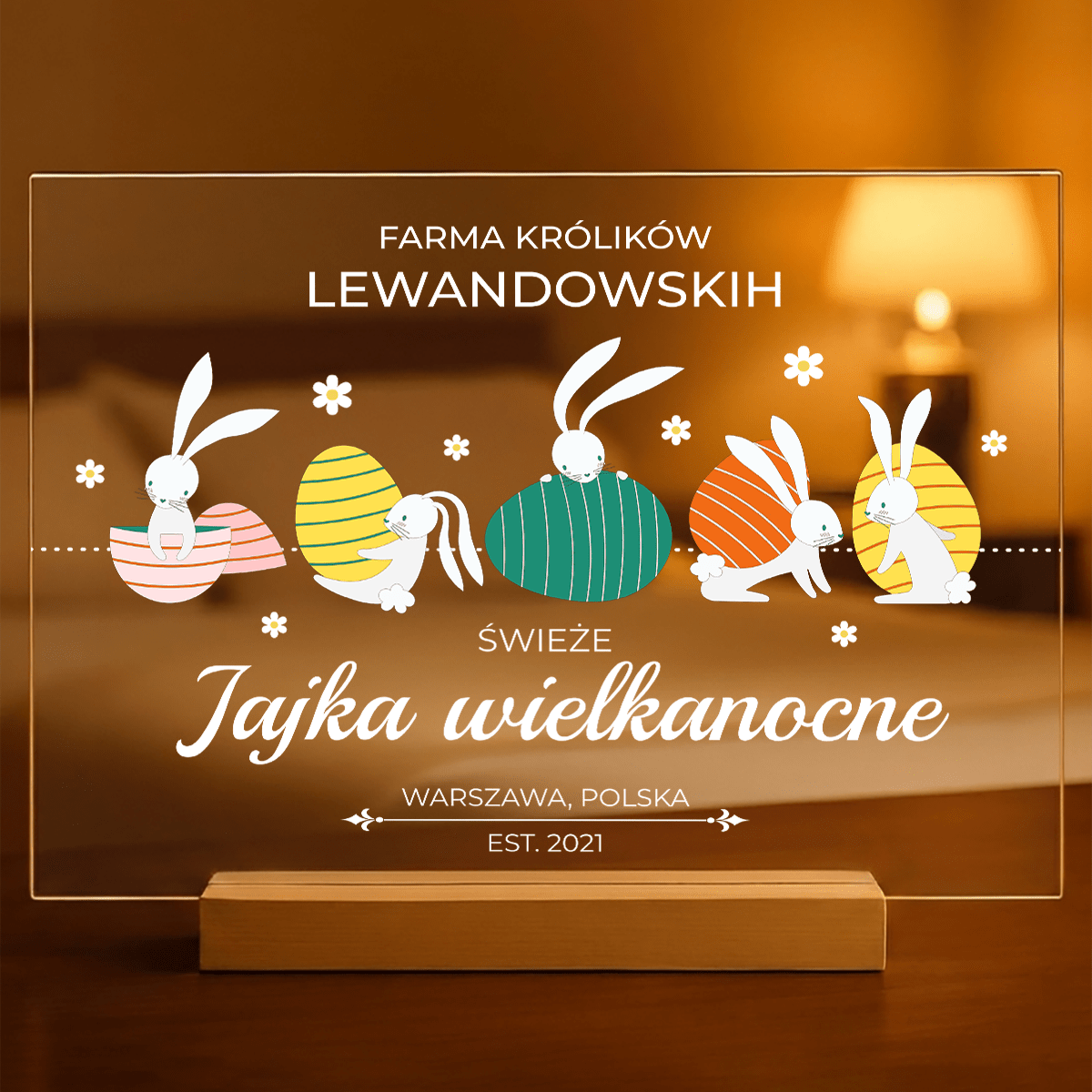Farma królików - Druk na szkle, spersonalizowany prezent na Wielkanoc - Adamell.pl