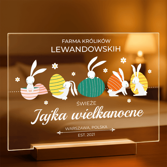 Farma królików - Druk na szkle, spersonalizowany prezent na Wielkanoc - Adamell.pl