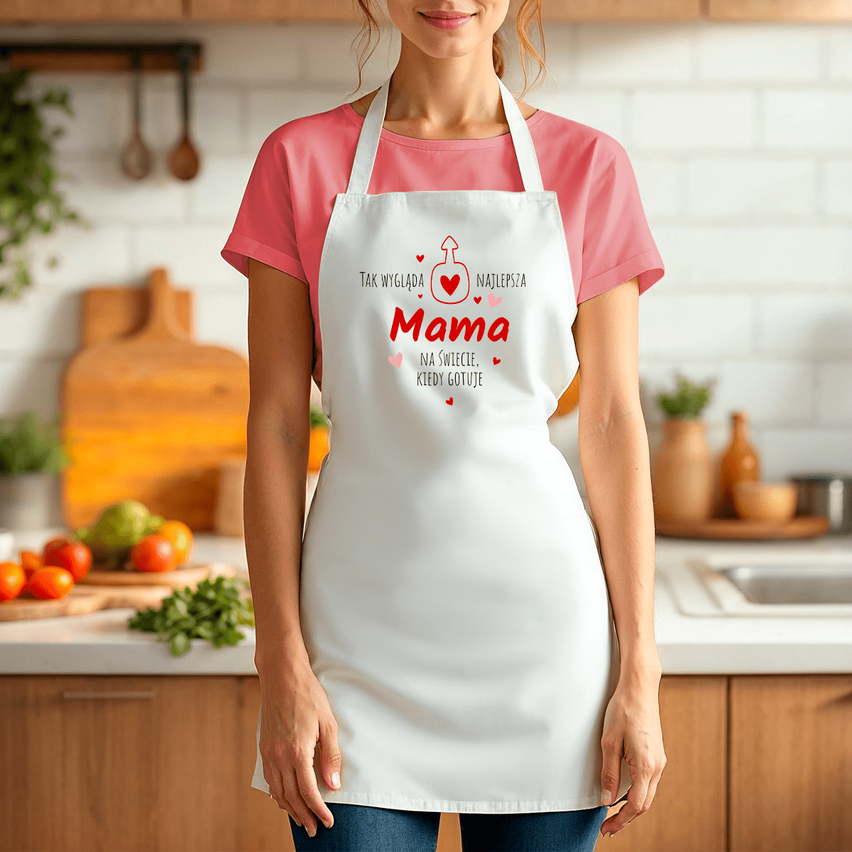 Fartuch kuchenny z nadrukiem TAK WYGLĄDA NAJLEPSZA MAMA - spersonalizowany prezent dla mamy - Adamell.pl