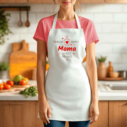 Fartuch kuchenny z nadrukiem TAK WYGLĄDA NAJLEPSZA MAMA - spersonalizowany prezent dla mamy - Adamell.pl
