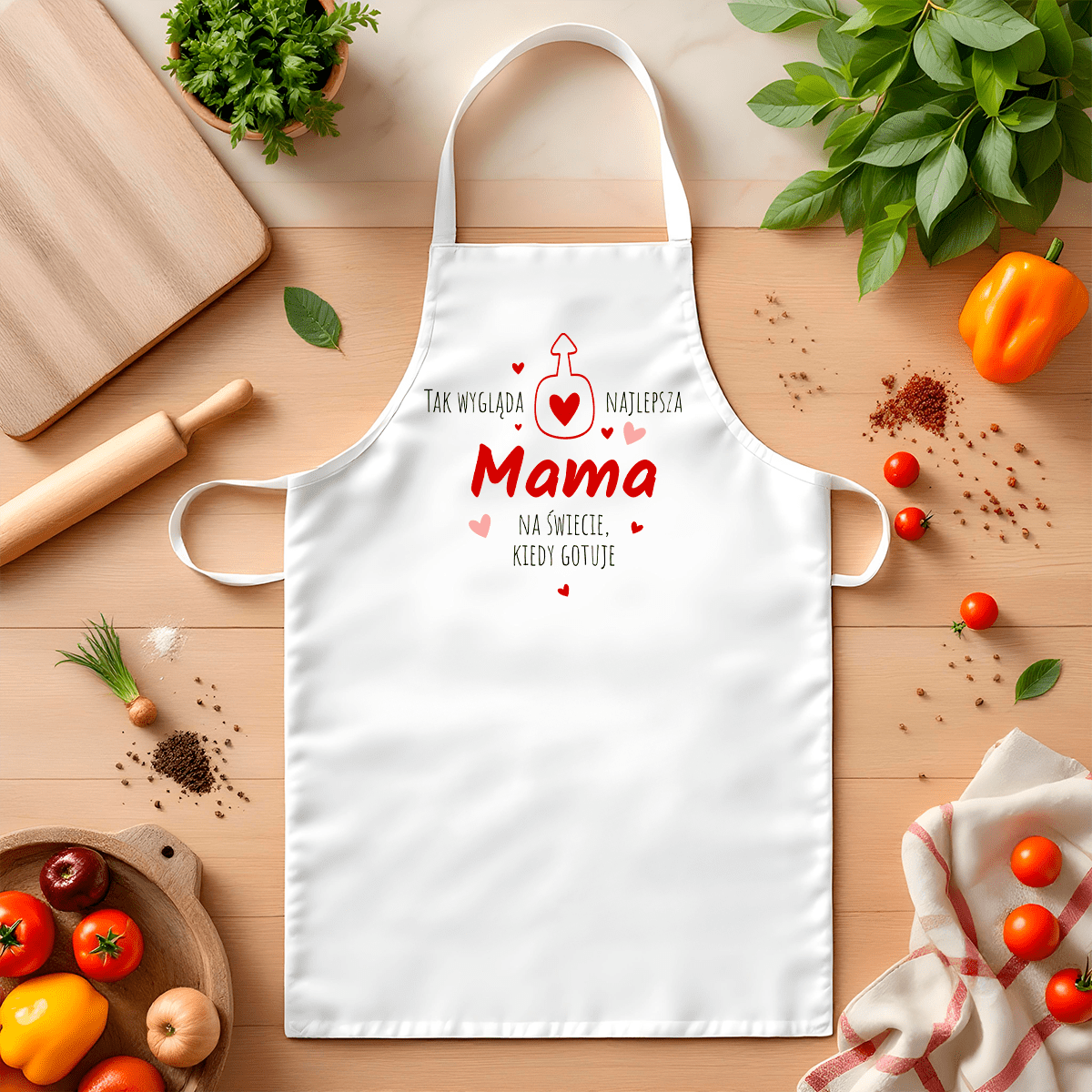 Fartuch kuchenny z nadrukiem TAK WYGLĄDA NAJLEPSZA MAMA - spersonalizowany prezent dla mamy - Adamell.pl