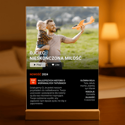 Film mój tata - Druk na szkle, spersonalizowany prezent dla taty - Adamell.pl