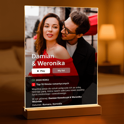 Film o nas - Druk na szkle, spersonalizowany prezent dla pary - Adamell.pl