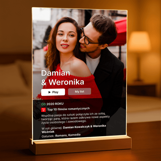 Film o nas - Druk na szkle, spersonalizowany prezent dla pary - Adamell.pl