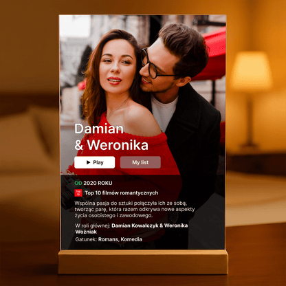 Film o nas - Druk na szkle, spersonalizowany prezent dla pary - Adamell.pl
