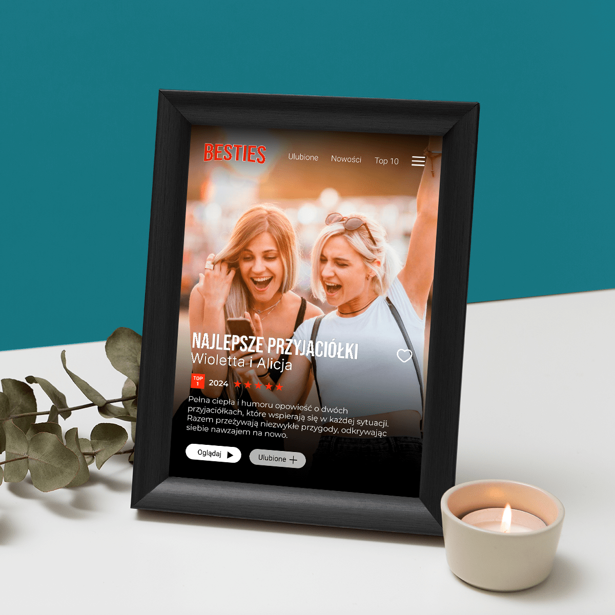 Film od dwóch przyjaciółkach - Druk na szkle, spersonalizowany prezent dla przyjaciółki - Adamell.pl