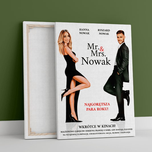 Filmowa para - druk na płótnie, spersonalizowany prezent dla pary - Adamell.pl