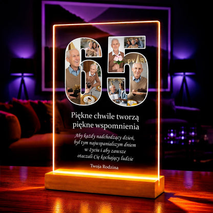 Fotokolaż 65 urodziny - Druk na szkle, spersonalizowany prezent - Adamell.pl