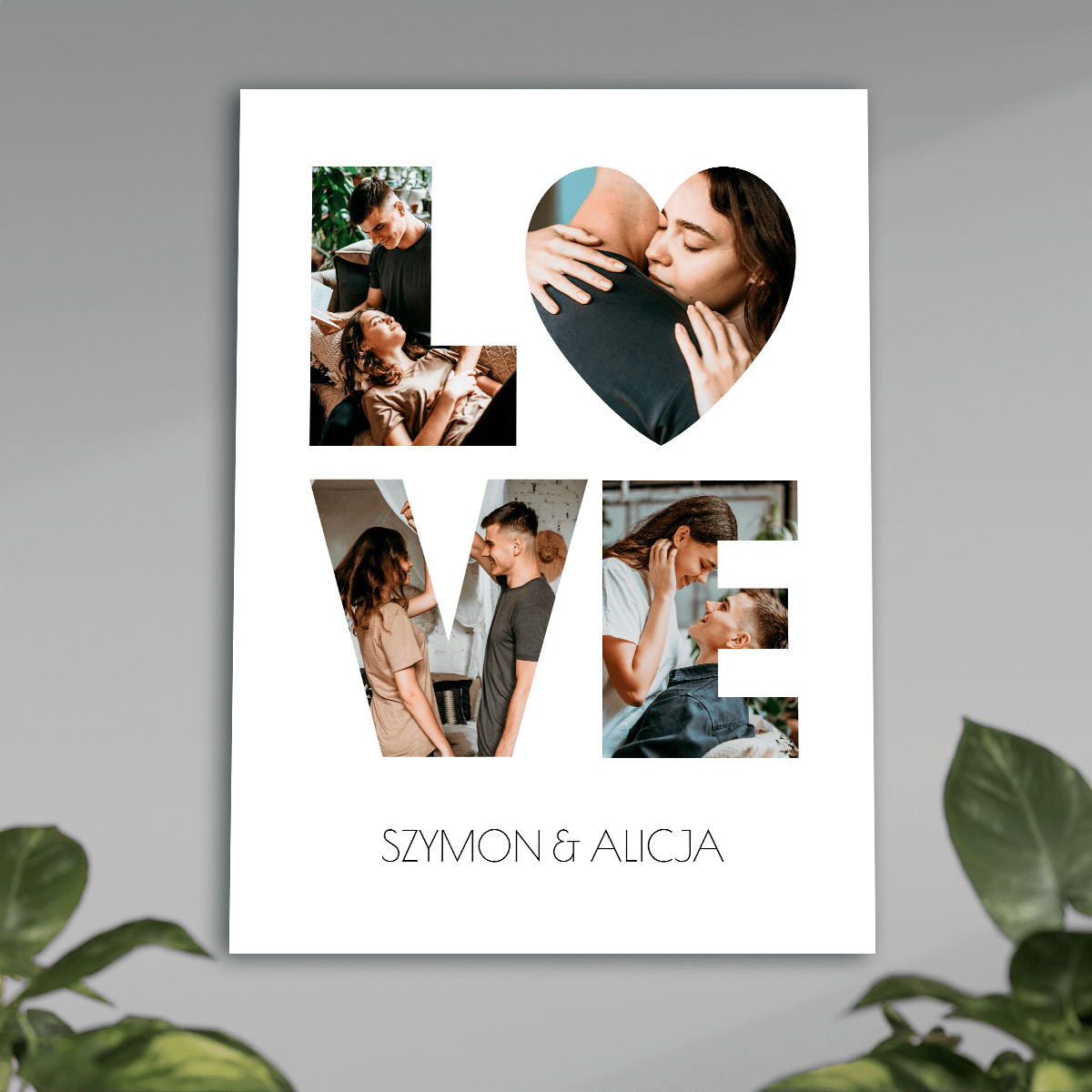 Fotokolaż LOVE + imiona - plakat, spersonalizowany prezent dla kobiety - Adamell.pl