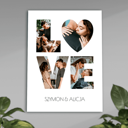 Fotokolaż LOVE + imiona - plakat, spersonalizowany prezent dla kobiety - Adamell.pl