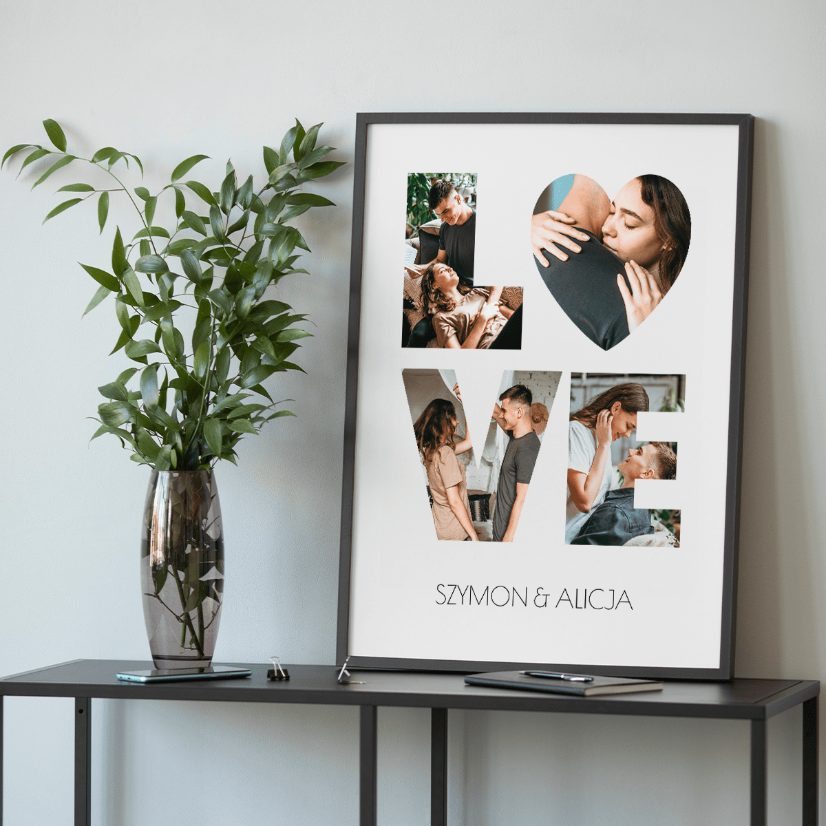 Fotokolaż LOVE + imiona - plakat, spersonalizowany prezent dla kobiety - Adamell.pl