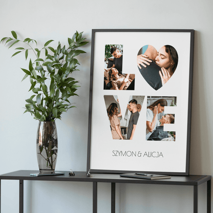 Fotokolaż LOVE + imiona - plakat, spersonalizowany prezent dla kobiety - Adamell.pl