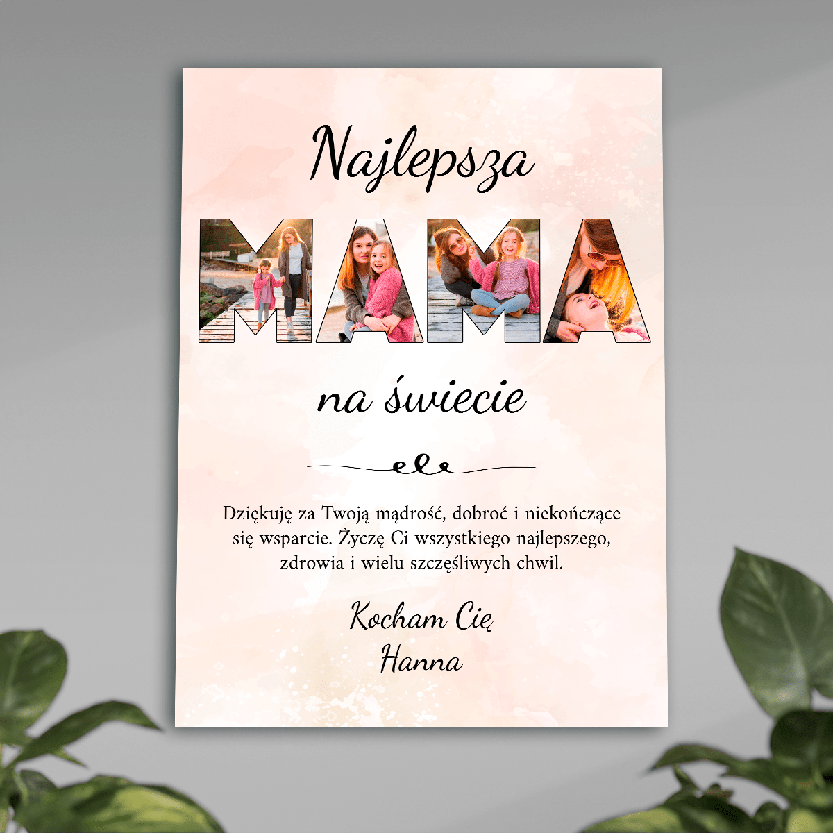Fotokolaż MAMA + tekst - plakat, spersonalizowany prezent dla mamy - Adamell.pl