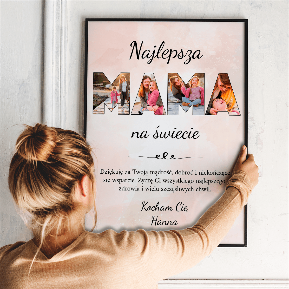 Fotokolaż MAMA + tekst - plakat, spersonalizowany prezent dla mamy - Adamell.pl