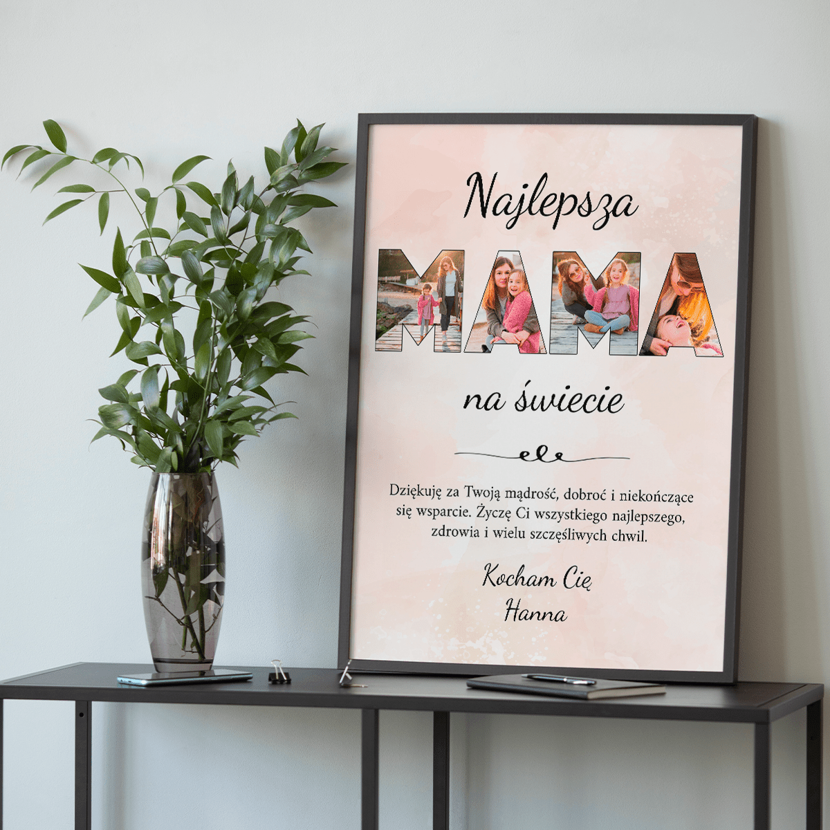 Fotokolaż MAMA + tekst - plakat, spersonalizowany prezent dla mamy - Adamell.pl