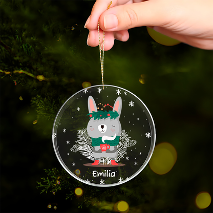 Świąteczny króliczek - bombka choinkowa, spersonalizowany prezent dla dziecka