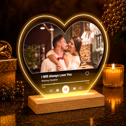 I love You Spotify - Druk na szkle serce, spersonalizowany prezent dla niego