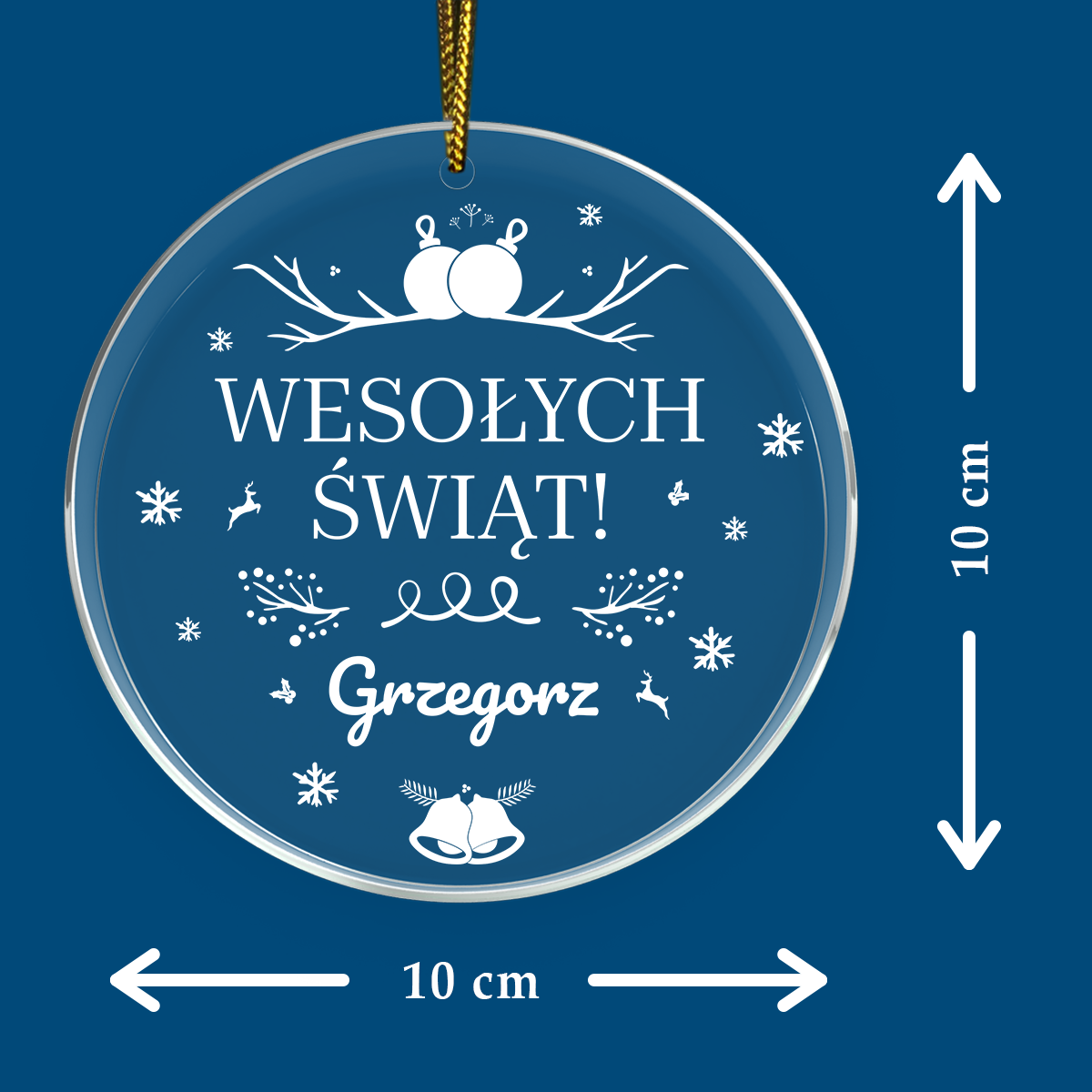 Życzenia świąteczne + imię - bombka choinkowa, spersonalizowany prezent dla niego