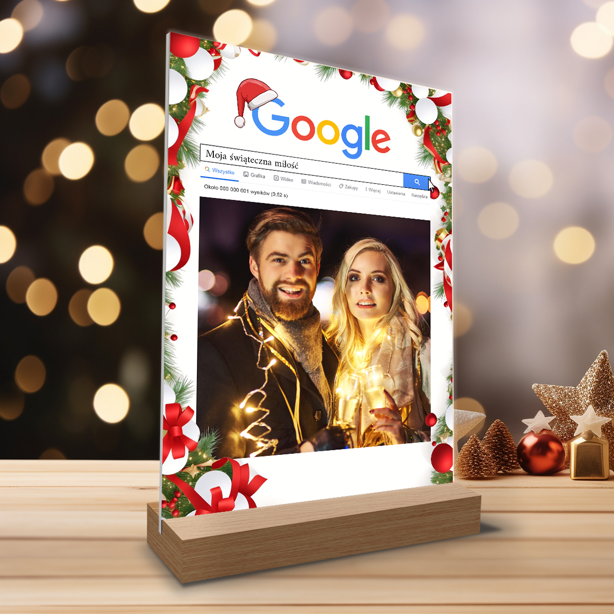 Świąteczna para - Druk na szkle, spersonalizowany prezent dla dziewczyny