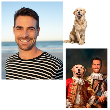 Królewski portret z psem - druk na płótnie, spersonalizowany prezent dla niego