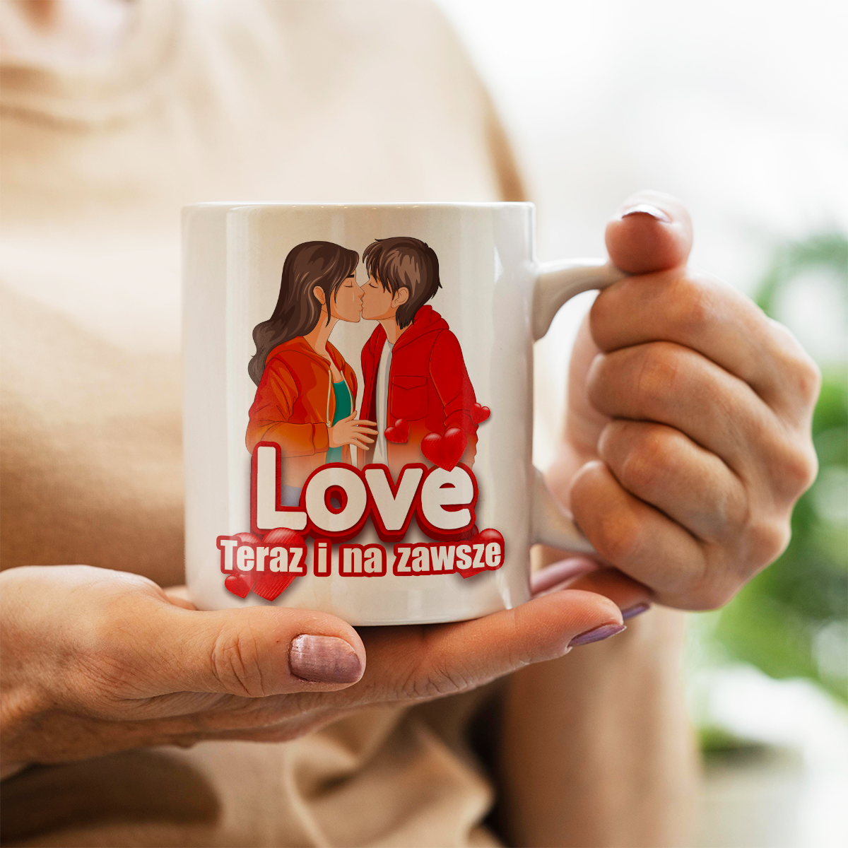 Love na zawsze - 1x Kubek z nadrukiem, spersonalizowany prezent dla pary - Adamell.pl
