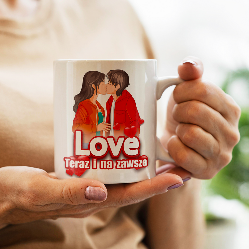 Love na zawsze - 1x Kubek z nadrukiem, spersonalizowany prezent dla pary