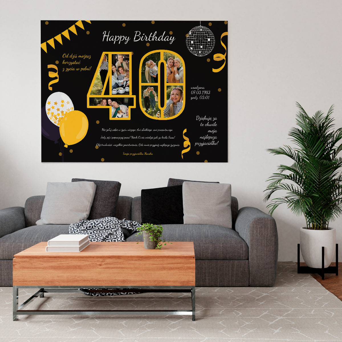 40 urodziny życzenia - druk na płótnie, spersonalizowany prezent