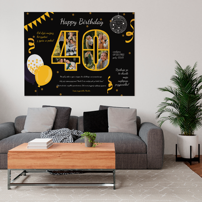 40 urodziny życzenia - druk na płótnie, spersonalizowany prezent