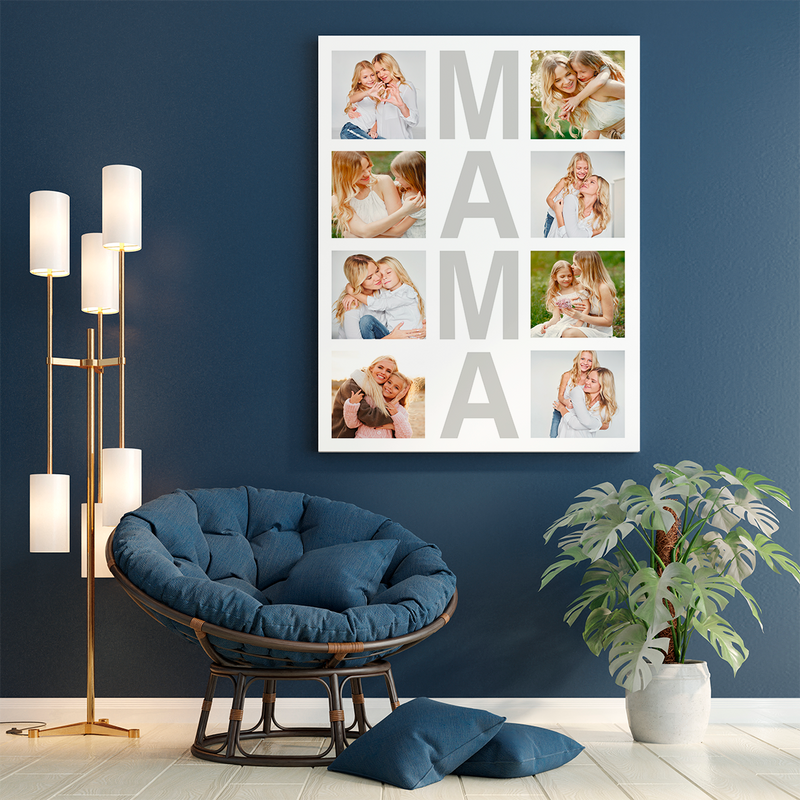 MAMA napis + zdjęcia - druk na płótnie, spersonalizowany prezent dla mamy