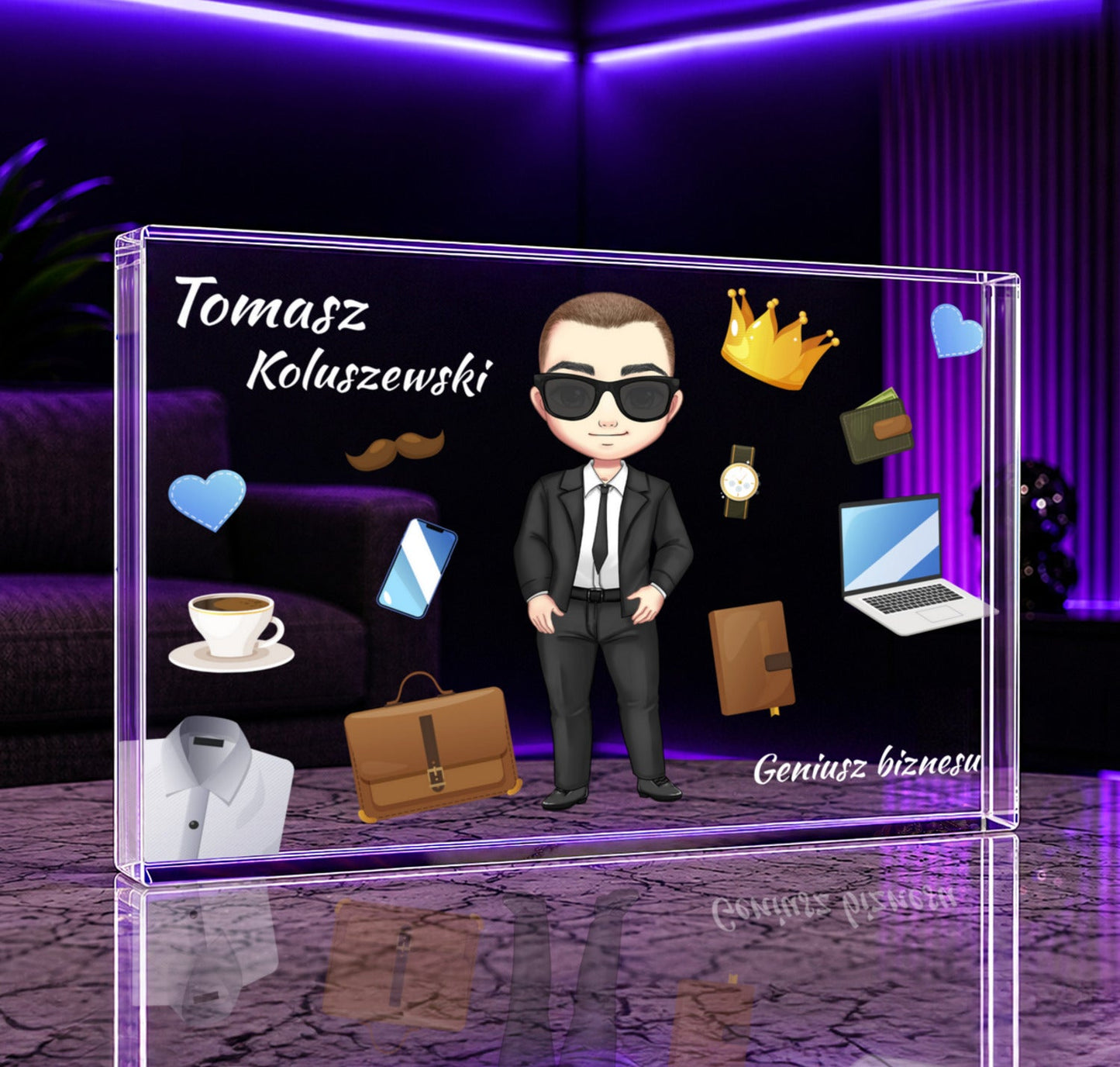 Geniusz biznesu Clipart - Druk na szkle, spersonalizowany prezent dla niego - Adamell.pl