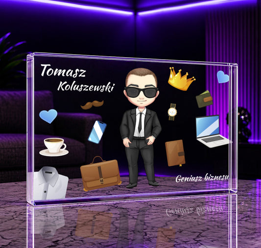 Geniusz biznesu Clipart - Druk na szkle, spersonalizowany prezent dla niego - Adamell.pl