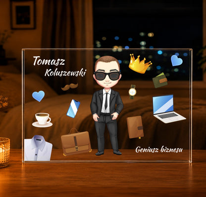 Geniusz biznesu Clipart - Druk na szkle, spersonalizowany prezent dla niego - Adamell.pl