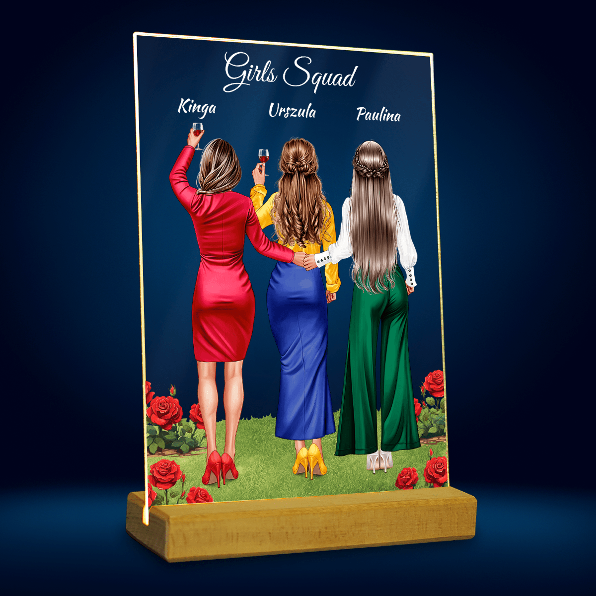 Girls squad Clipart - Druk na szkle, spersonalizowany prezent dla niej - Adamell.pl