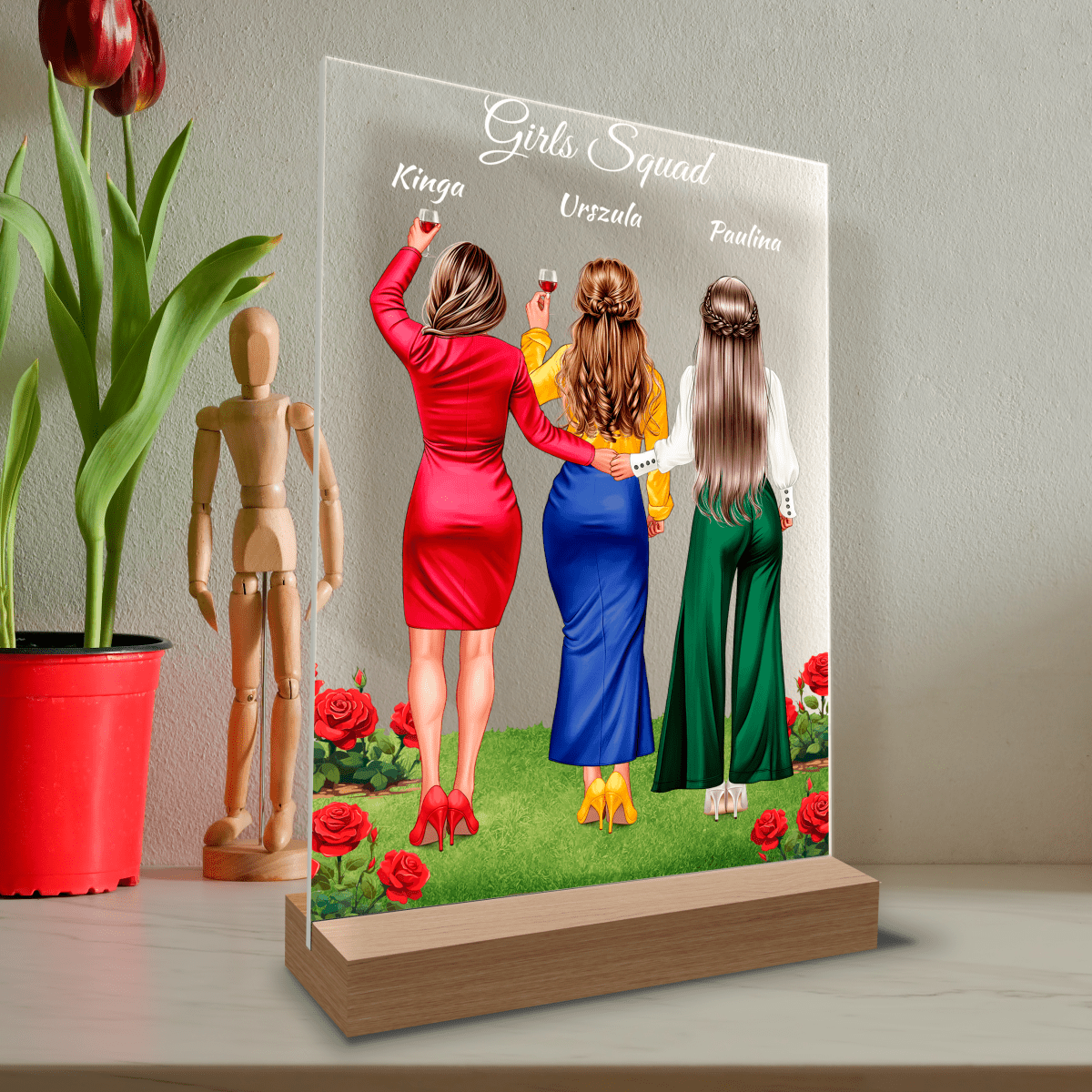 Girls squad Clipart - Druk na szkle, spersonalizowany prezent dla niej - Adamell.pl