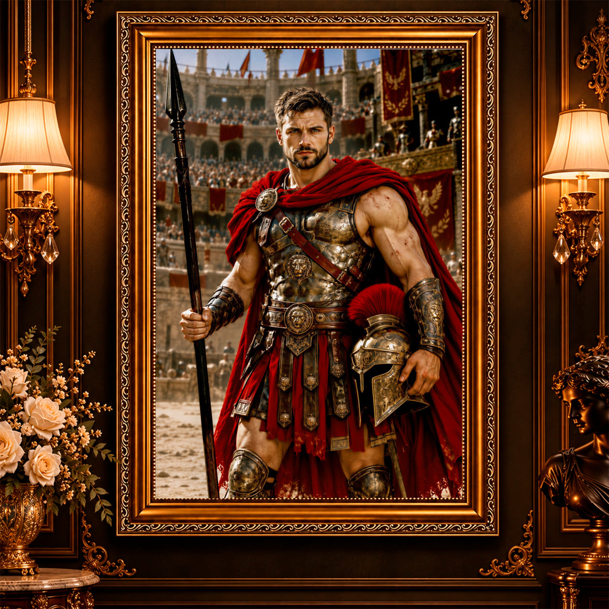 Portret ze zdjęcia na płótnie Portret gladiatora — prezent dla mężczyzny