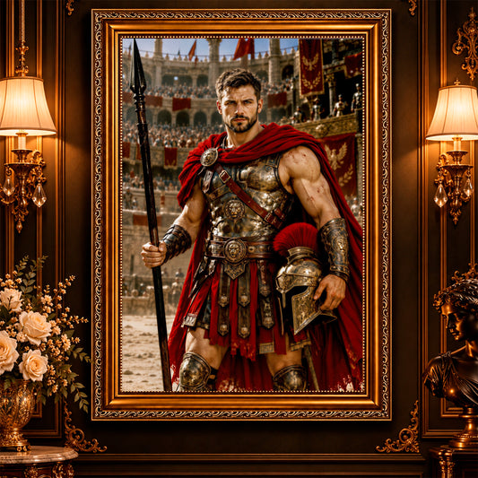 Portret ze zdjęcia na płótnie Portret gladiatora — prezent dla mężczyzny