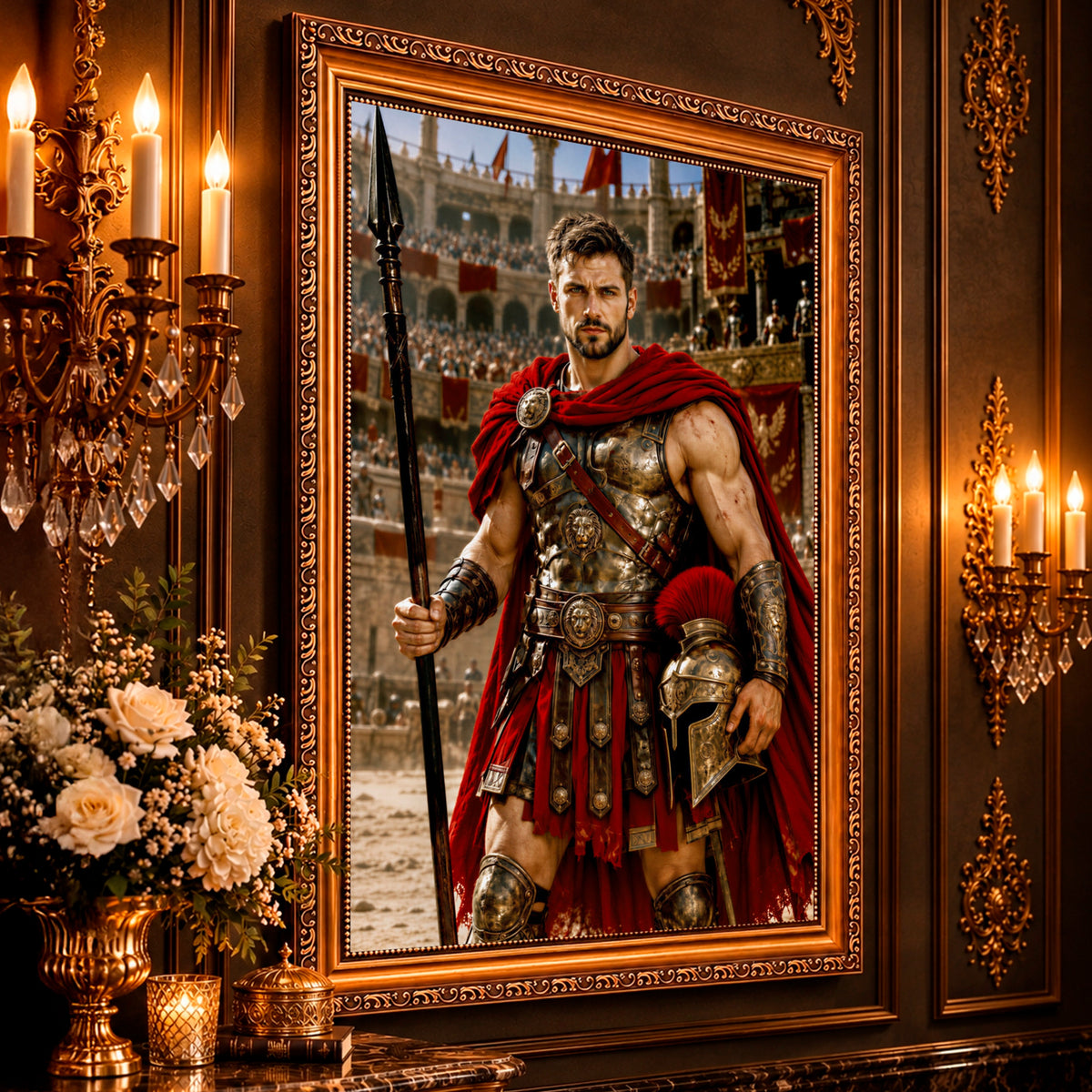 Portret ze zdjęcia na płótnie Portret gladiatora — prezent dla mężczyzny